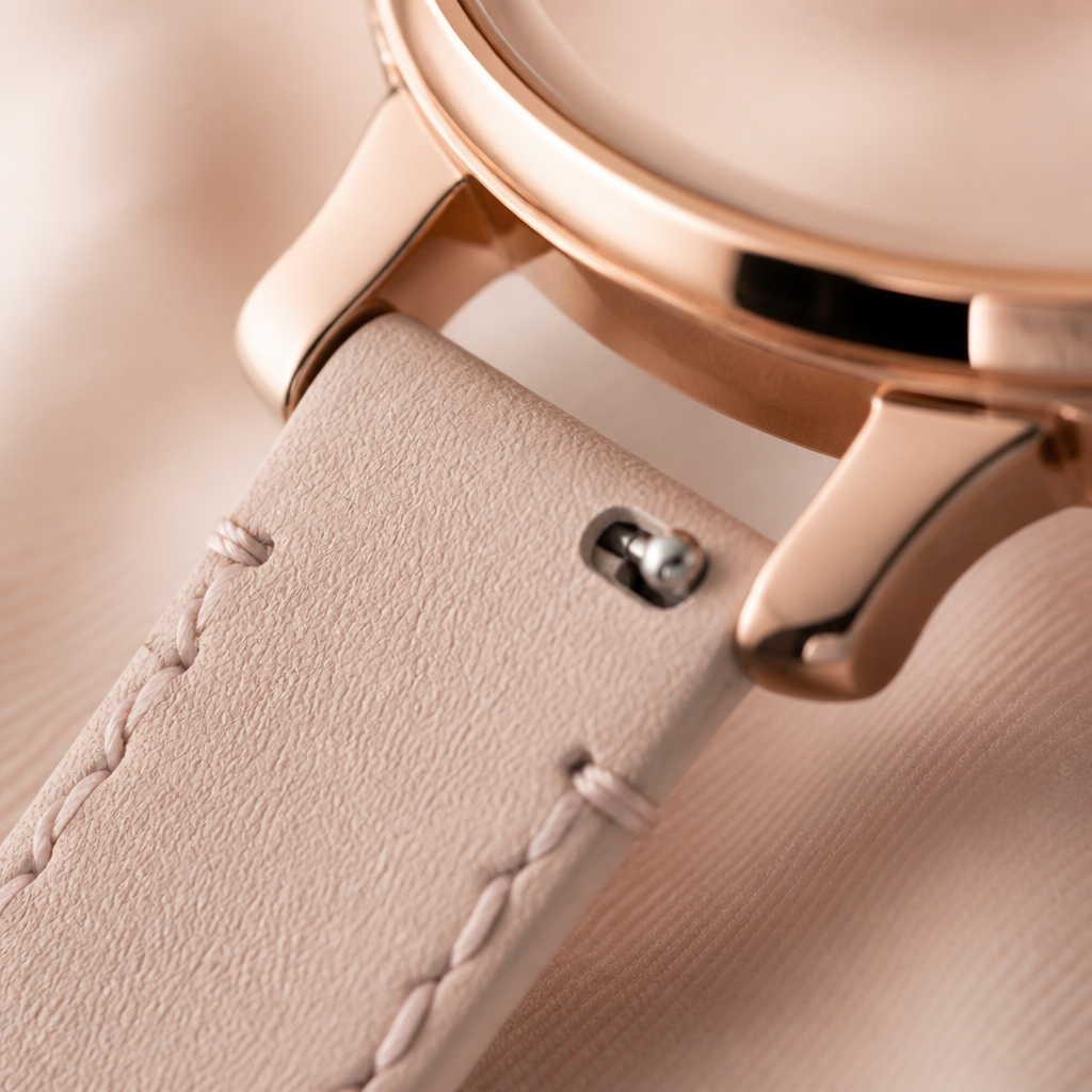 Close up of a watch lug with a quick-release lever visible